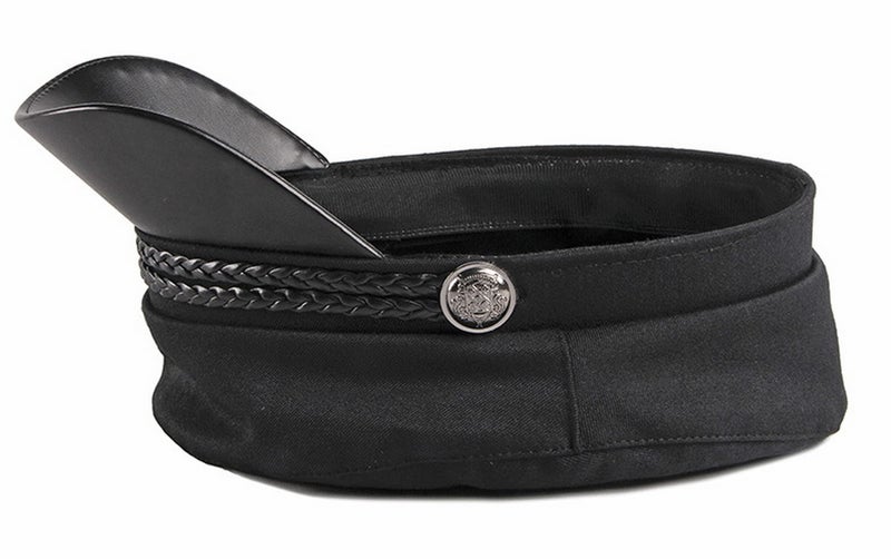 Brcus Men Women Yacht Captain Sailor Hat Newsboy Cabbie Baker Boy Peaked Beret Cap Black - Image 3